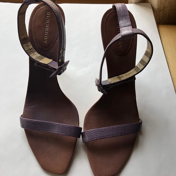Burberry Shoes - Burberry Lilac Snakeskin Heels - never worn!